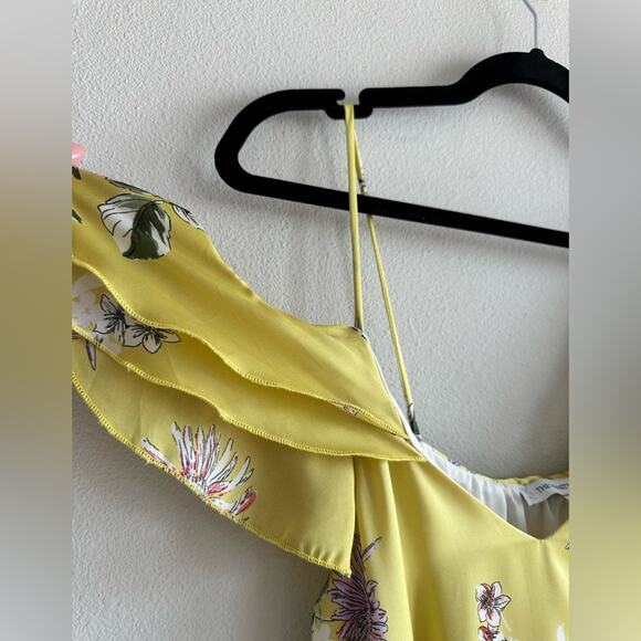 Yellow Floral Ruffle Strap Sundress Cottagecore Garden Party Dress Size S - Picture 3 of 6
